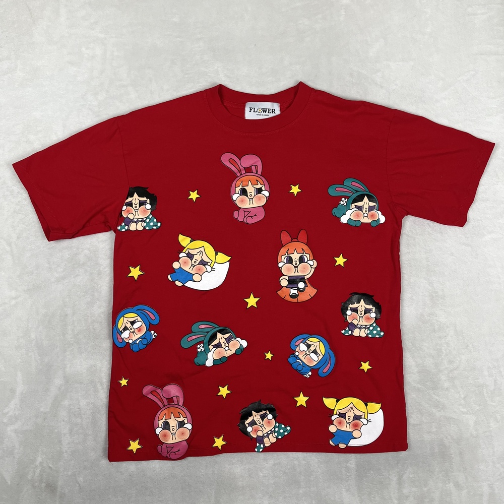 FLOWER Cry Baby Power Puff Girls T-Shirt Size One Size Over Size Red Cartoon